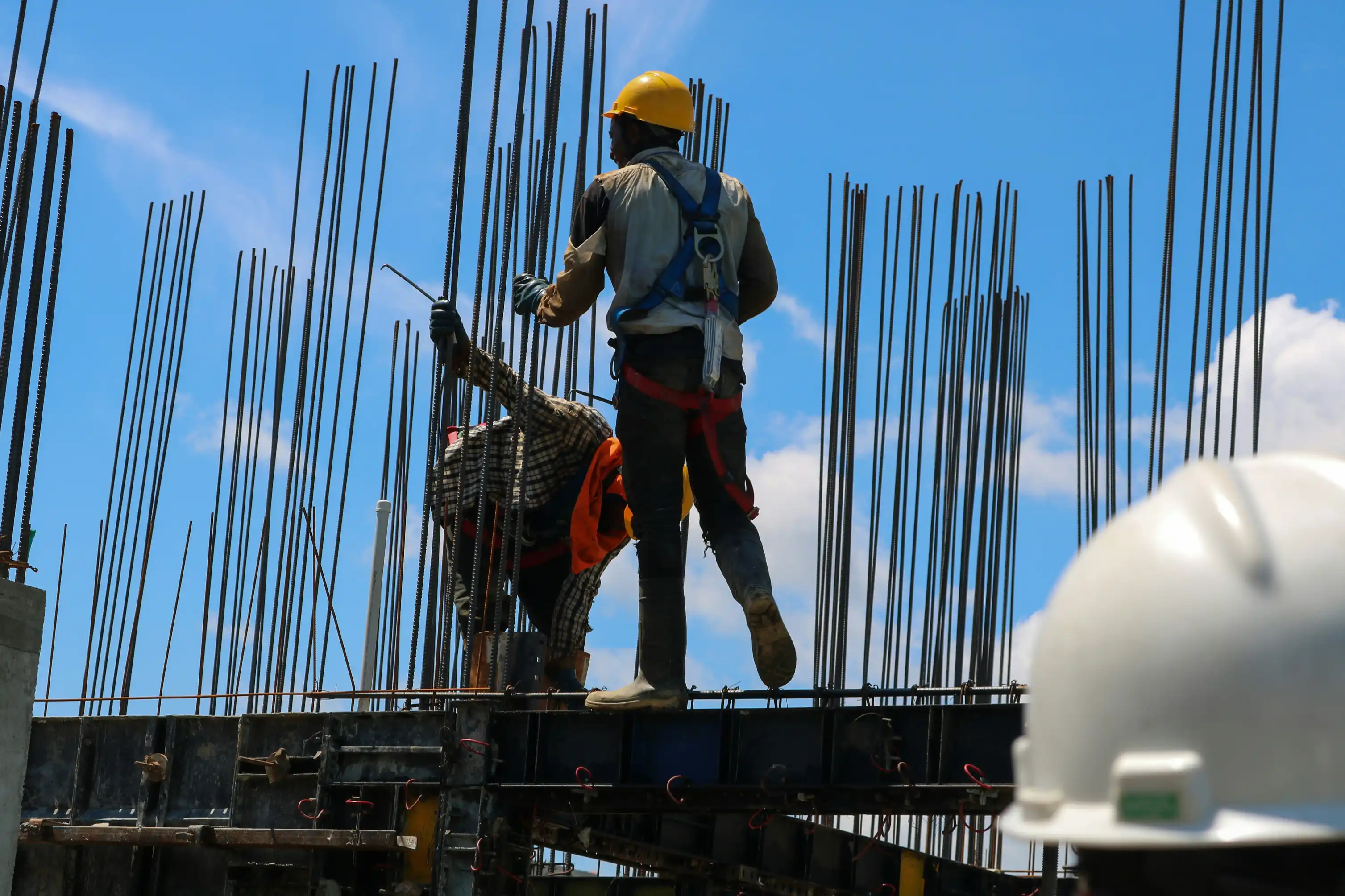 Scaffolding installation during a commercial construction project